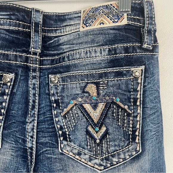 New Miss Me mid-rise bootcut Aztec printed jeans size 29x34 - Picture 6 of 12